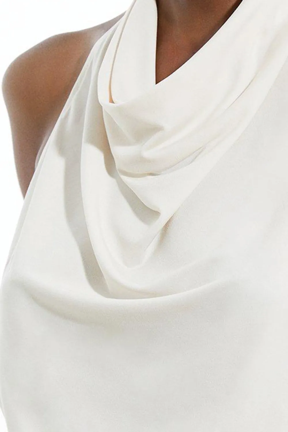 Sleeveless Knit Mix Halter Neck Top