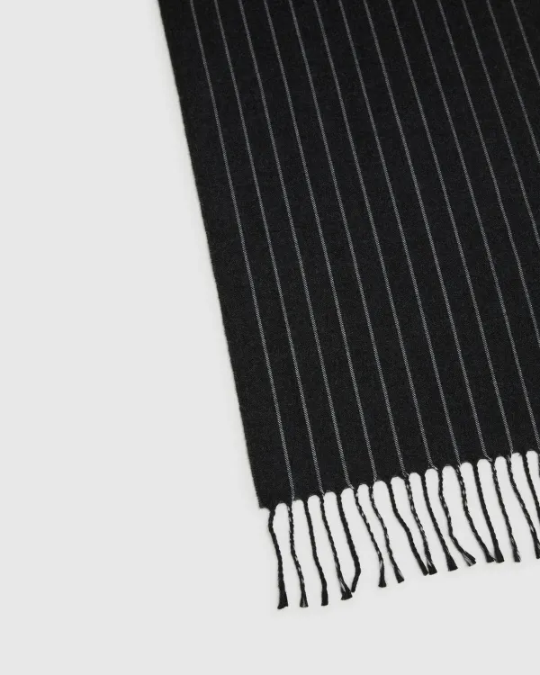 Black Pinstripe Wool Scarf