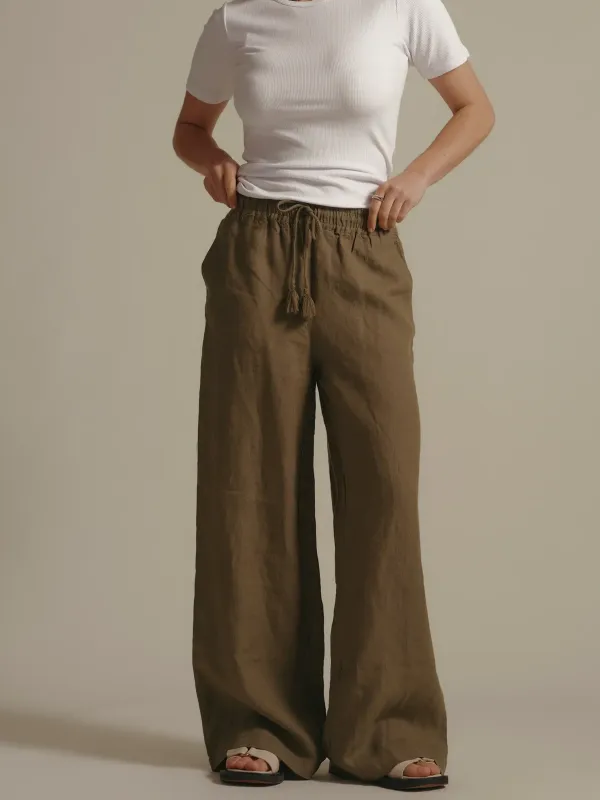 Elementary Wide Leg Linen Pant