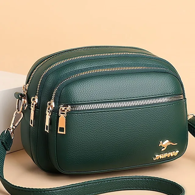 Women's Crossbody Bag Shoulder Bag Dome Bag PU Leather Shopping Daily Zipper Large Capacity Waterproof Lightweight Solid Color Black Red Purple