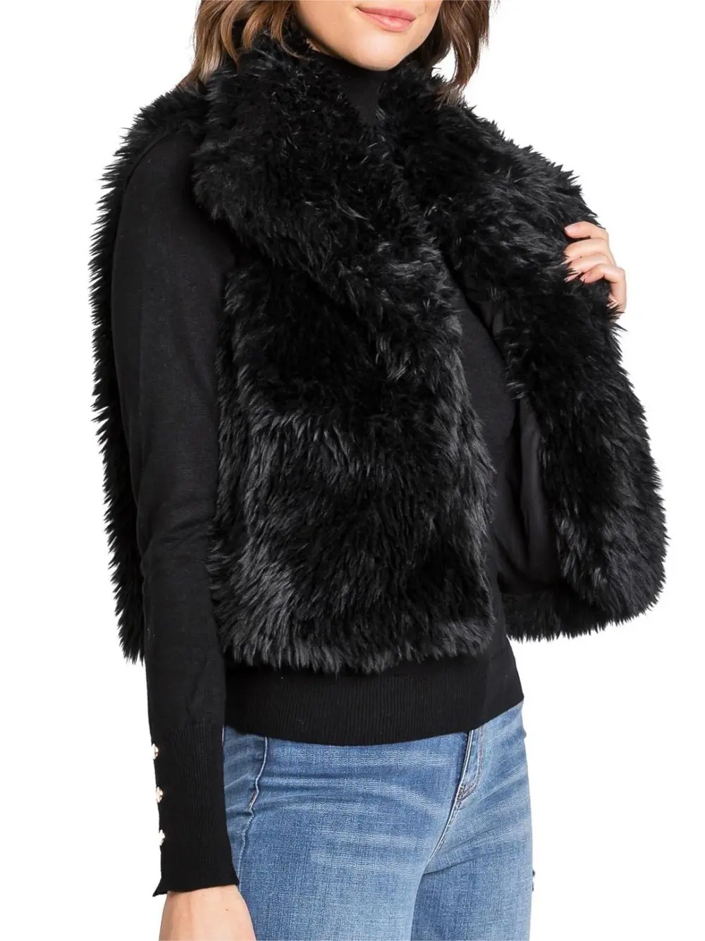 Creamy Faux Fur Sleeveless Vest