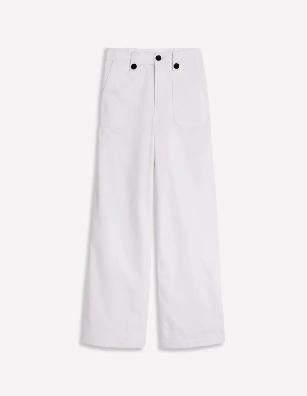 White Wide - Leg Linen Pants with Striped Detail