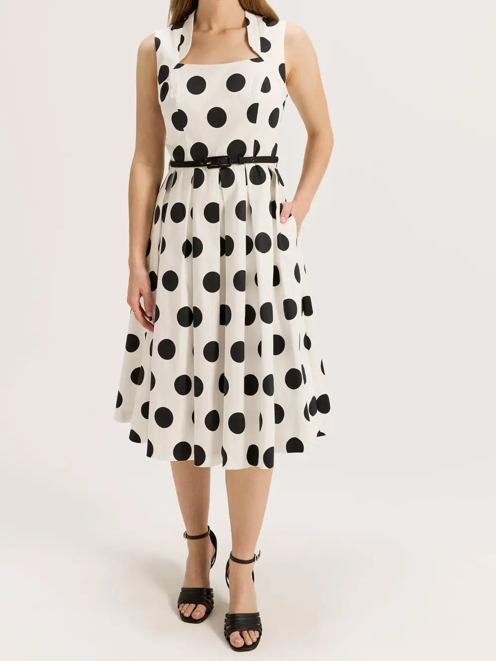 Ivory Black Spotty Midi Dress