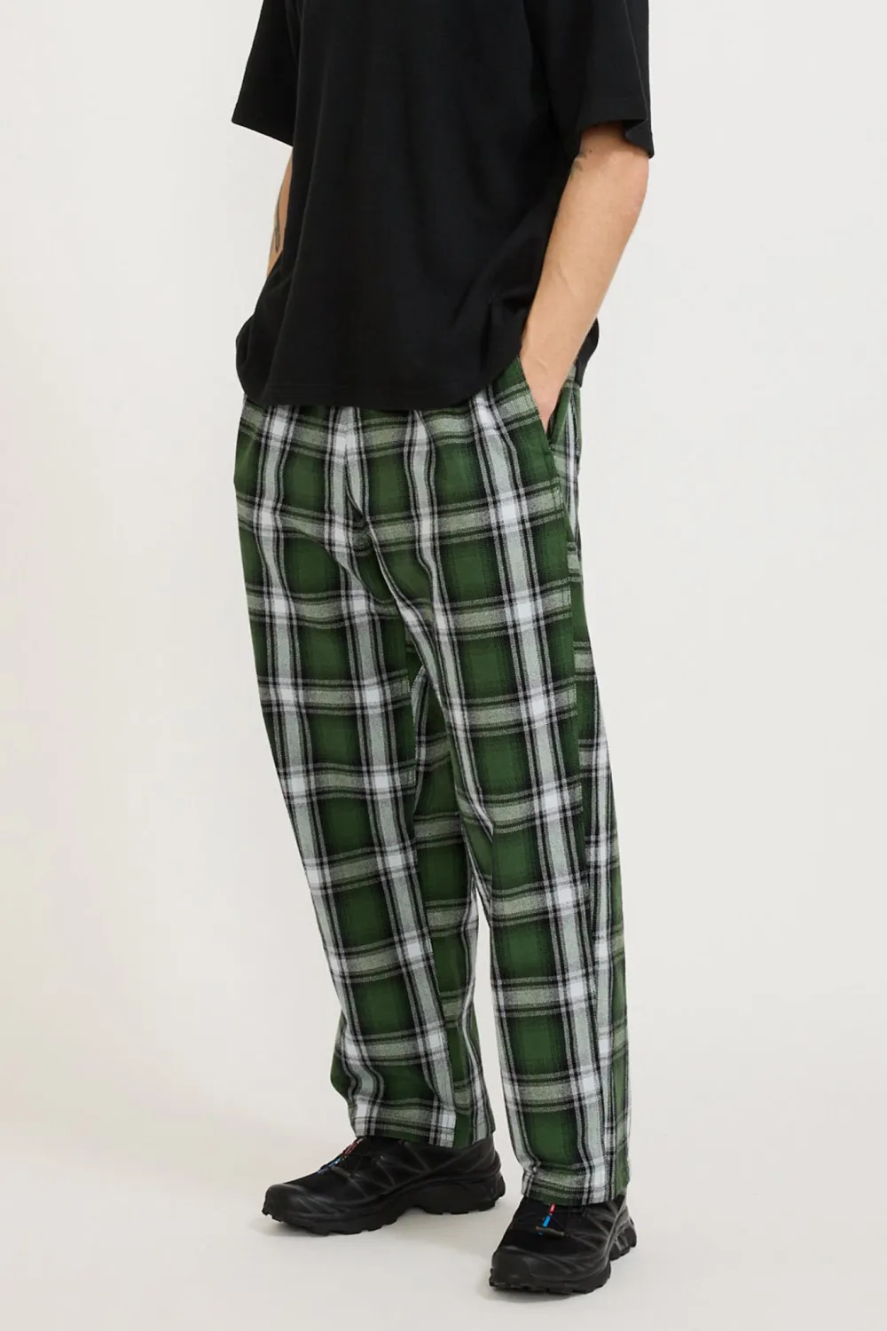 Vertical Striped Plaid Trousers