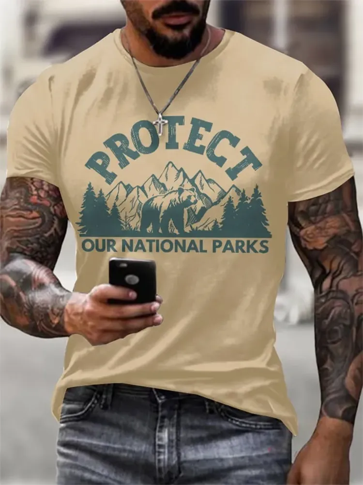 Man'S Protect Our National Parks Round-Nack Short Sleeve T-Shirt