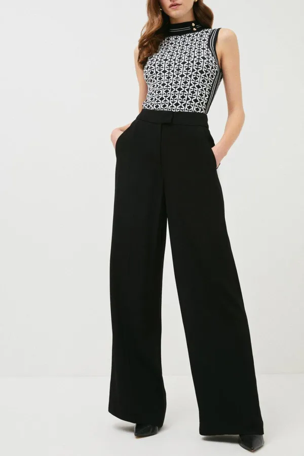 Tall Viscose Satin Back Crepe Wide Leg Trouser