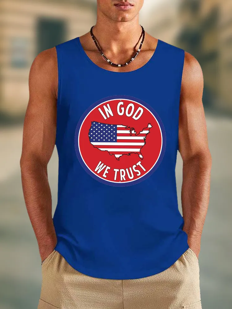 Men'S In God We Trust Round-Necked Sleeveless Vest