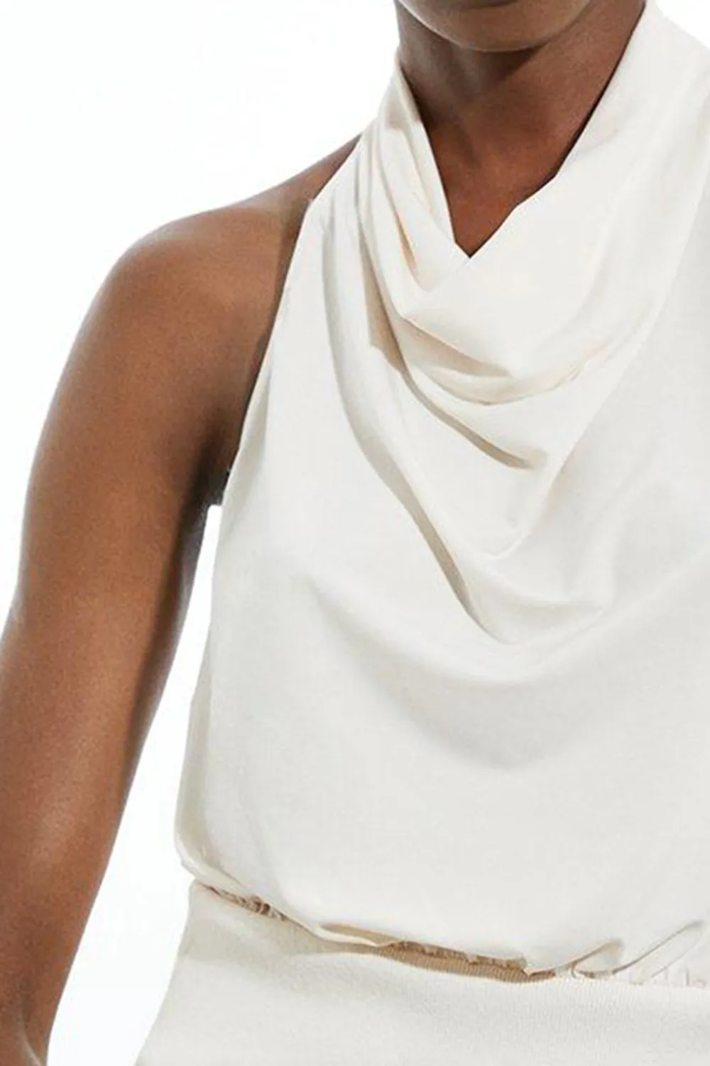 Jersey Knit Mix Halter Neck Top