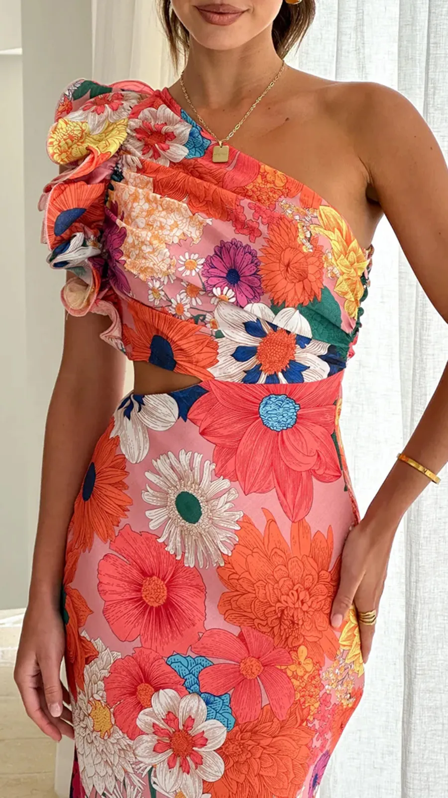 Side Cut Out Design Maxi Dress