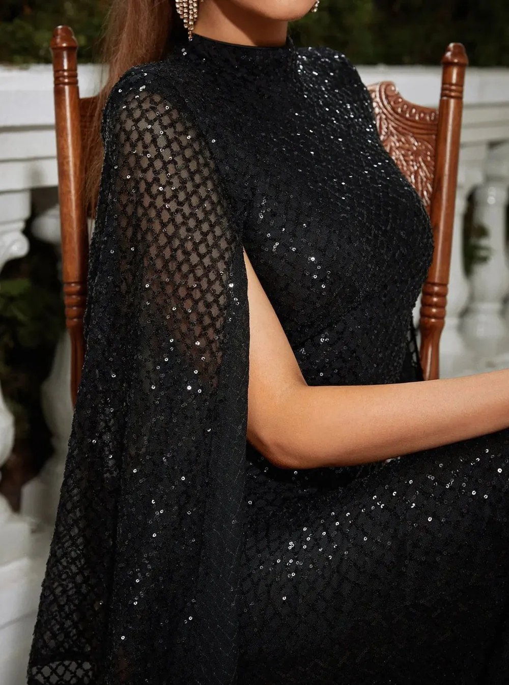 Glitter Bell Sleeve Mermaid Dress