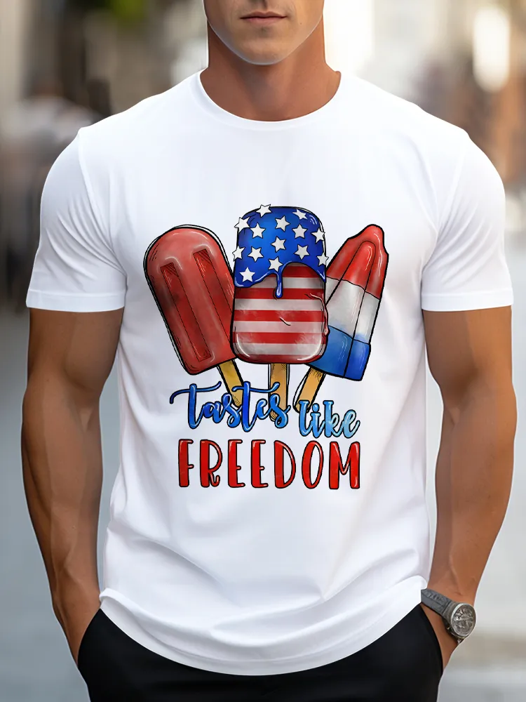 Man'S Tastes Like Freedom Round-Neck Short-Sleeved T-Shirt