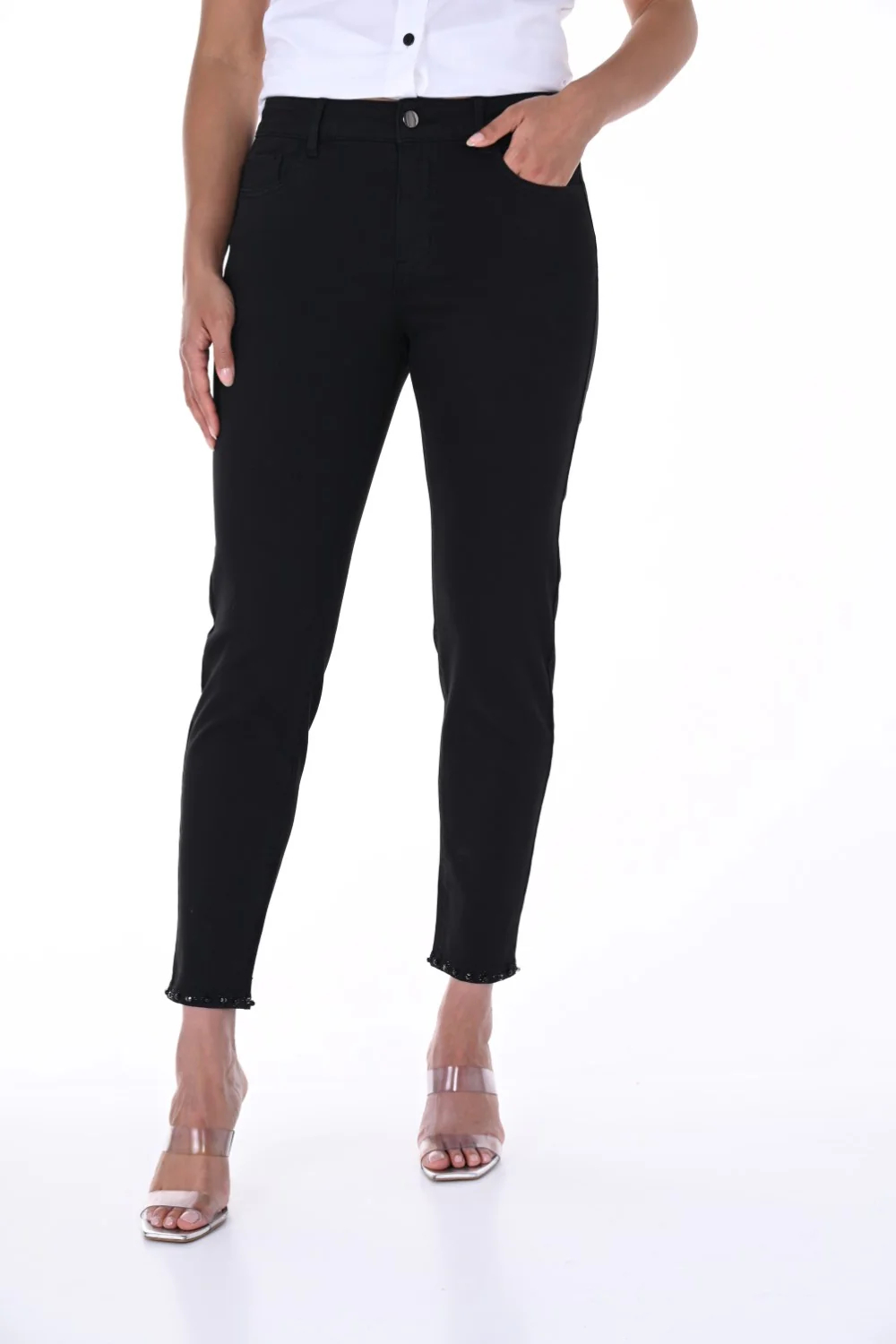 Black Denim Jeans with Heart Detail