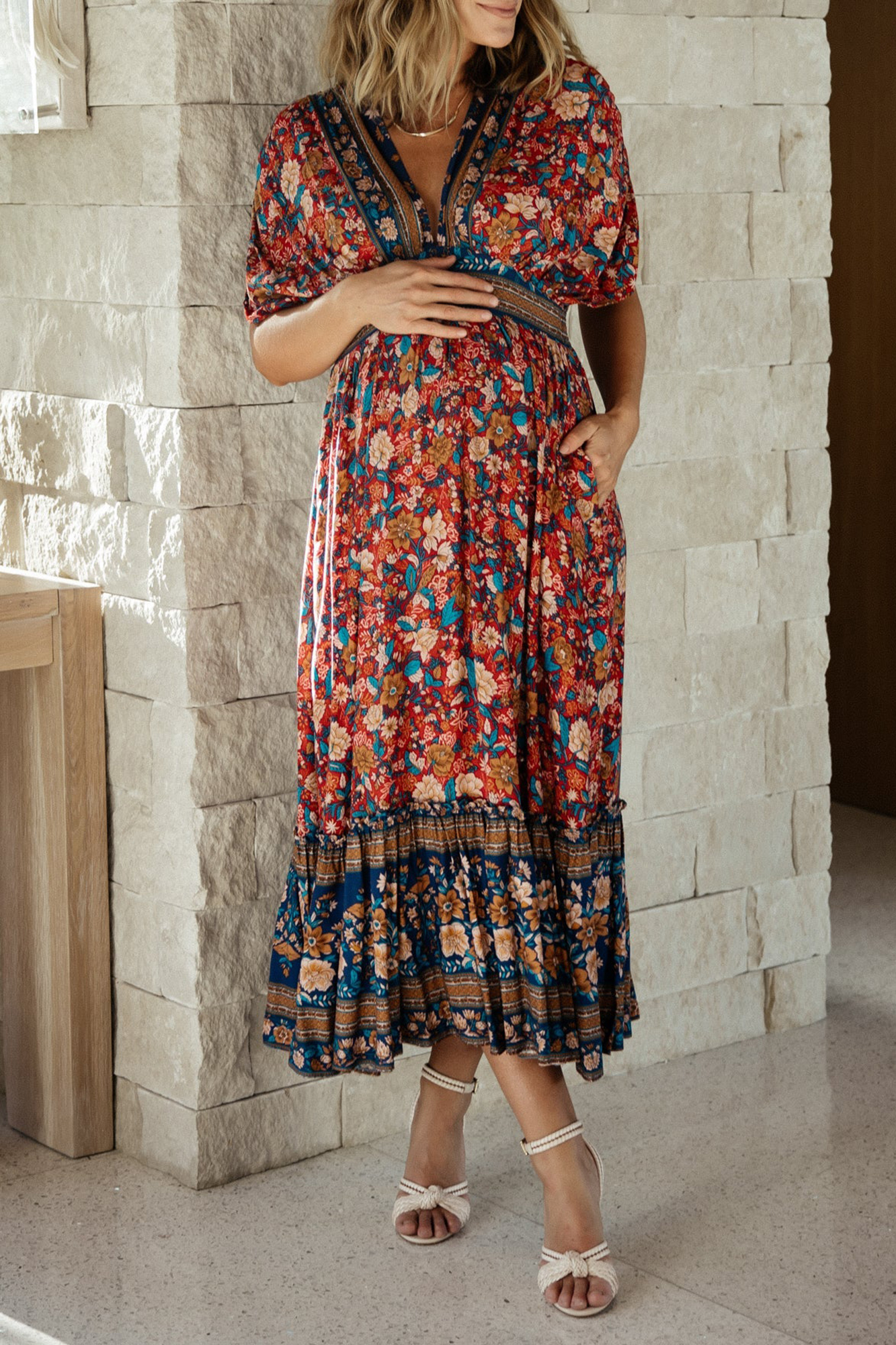 Unique Temperament Art V-Neck Floral Dress