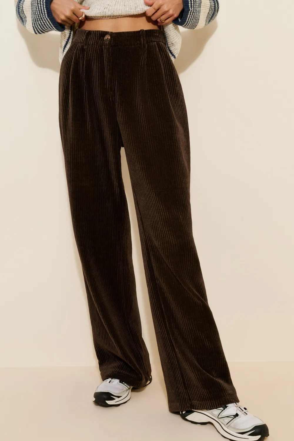 Brown High-Rise Corduroy Pants