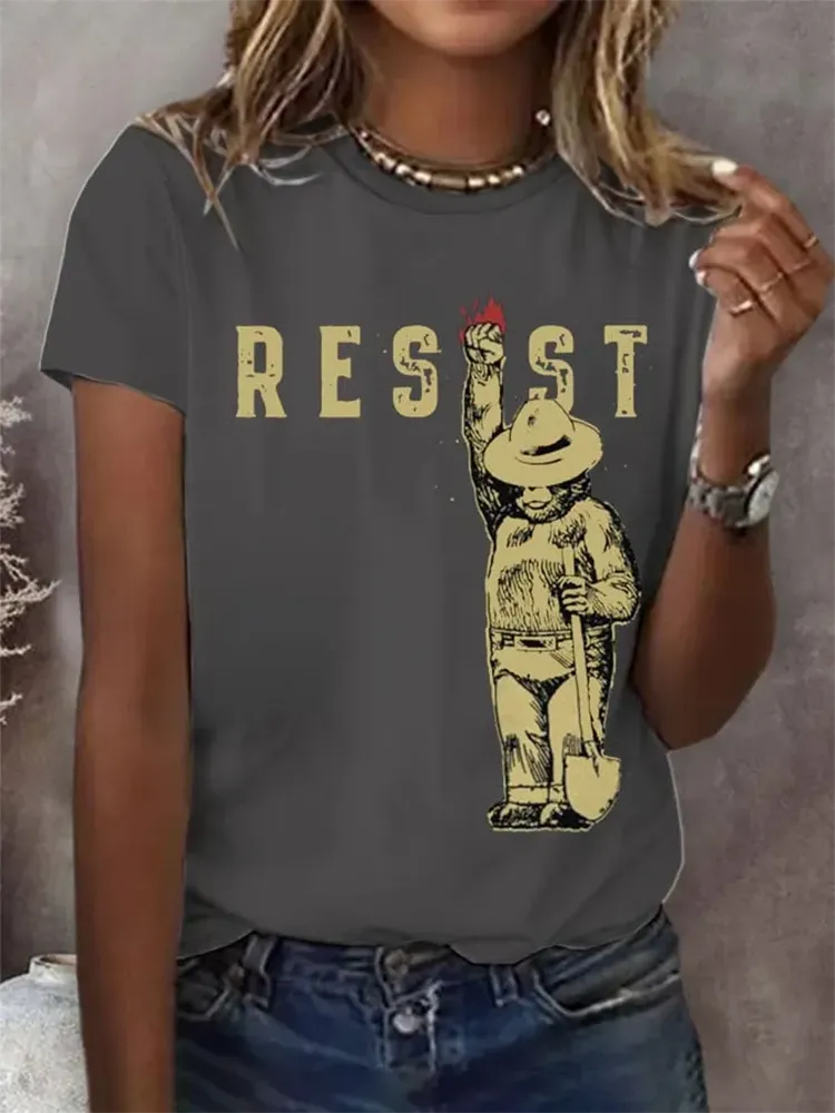 Women'S Protect Our National Parks Print Round Neck T-Shirt