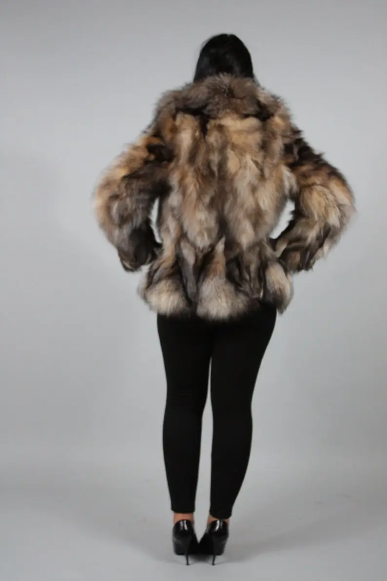 Crystal Fur Waist Length Jacket