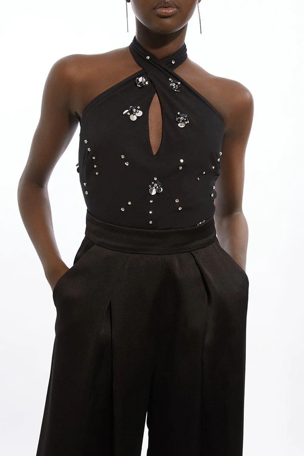 Skinny Cotton Halterneck Bodysuit