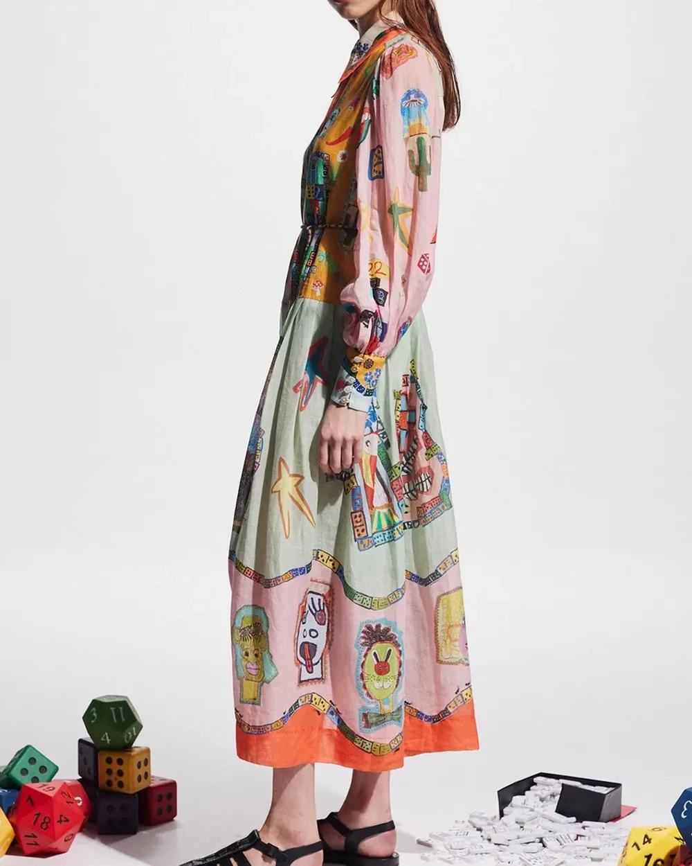 Point Collar Shirt  Long Sleeve Dress
