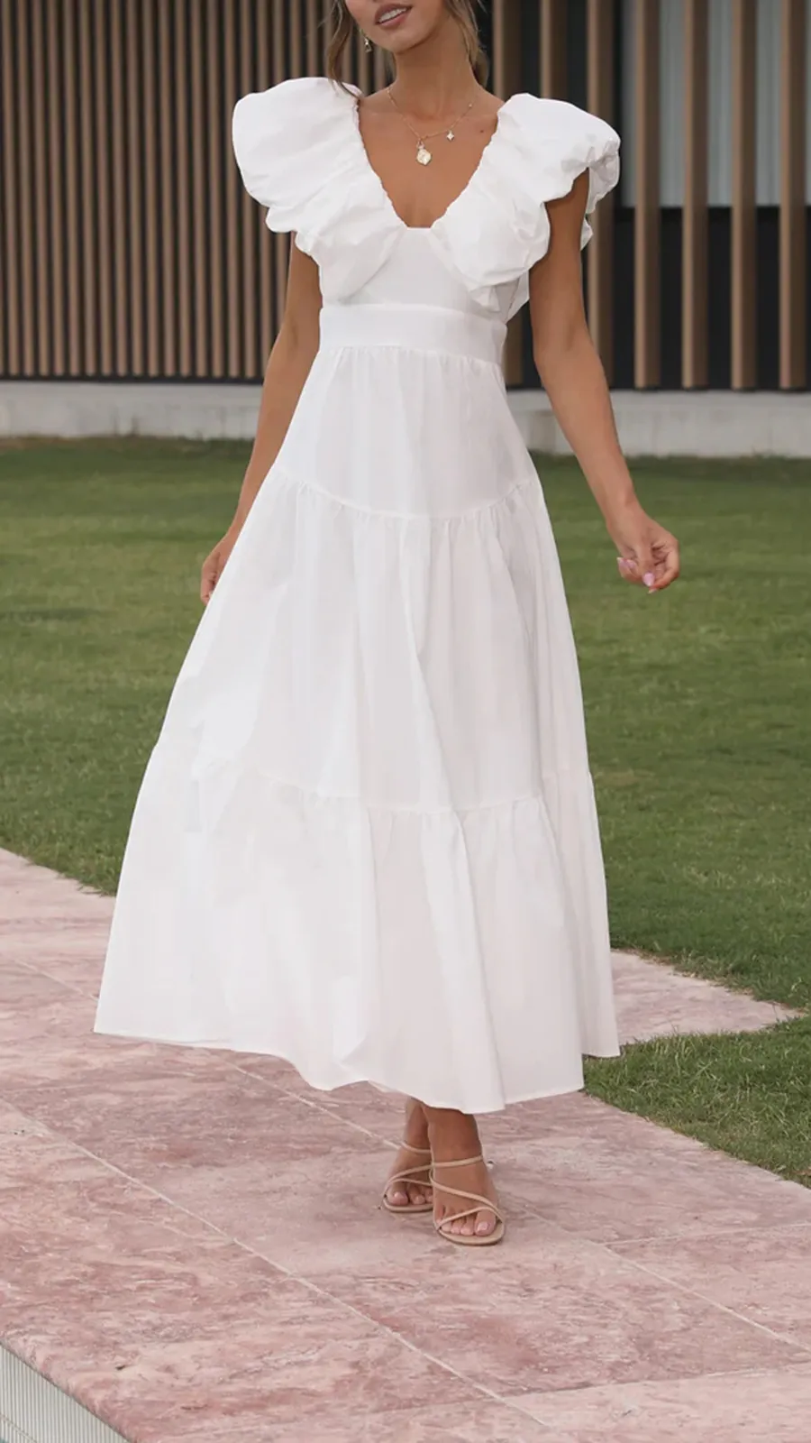 Fluffy Ruffle Tiered Maxi Dress