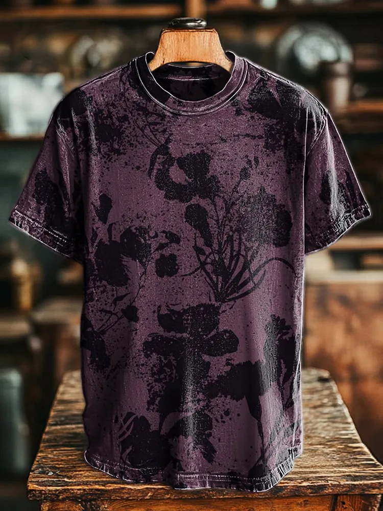 Retro Botanical Floral Print Casual T-Shirt