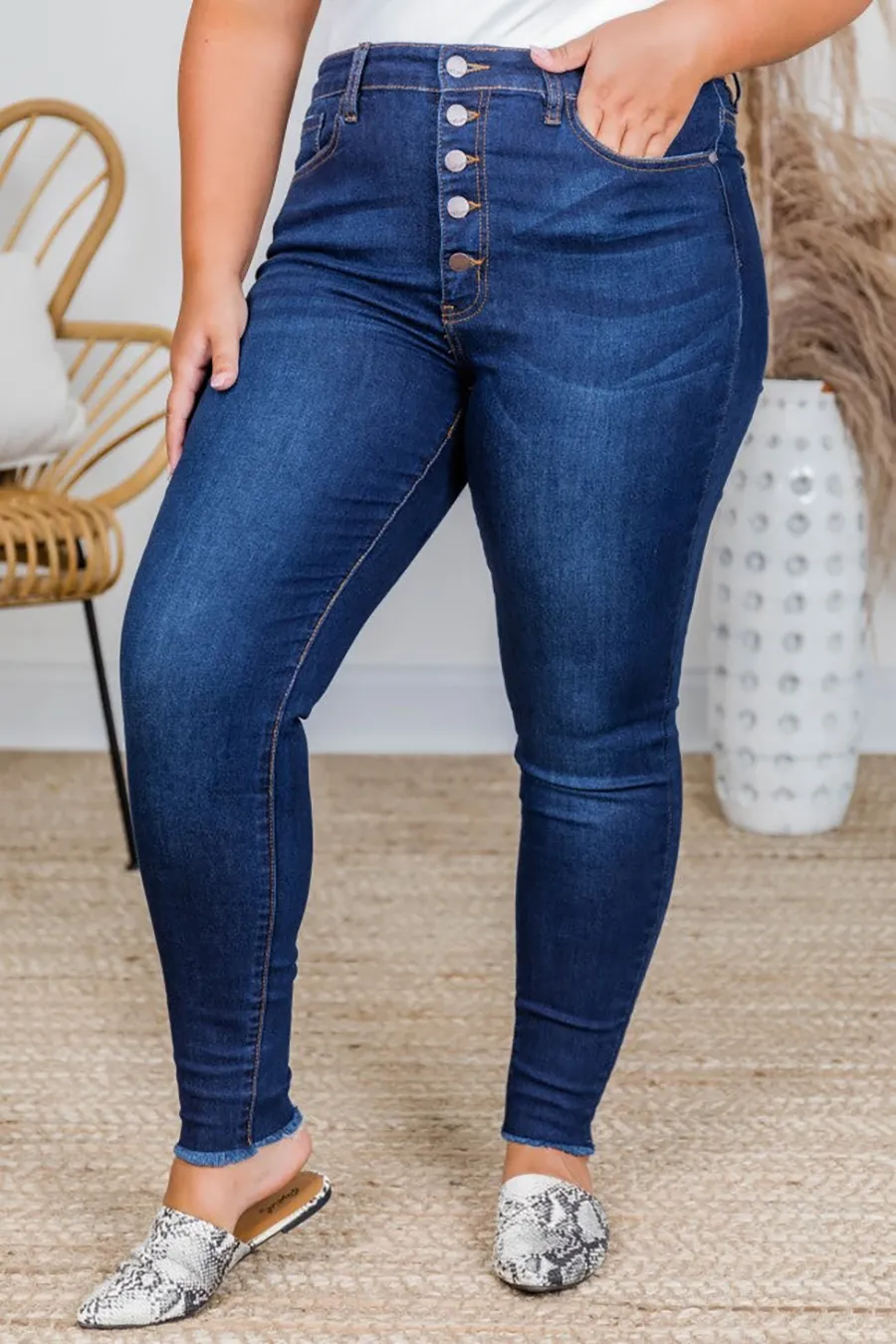 Dark Wash Cotton Jeans