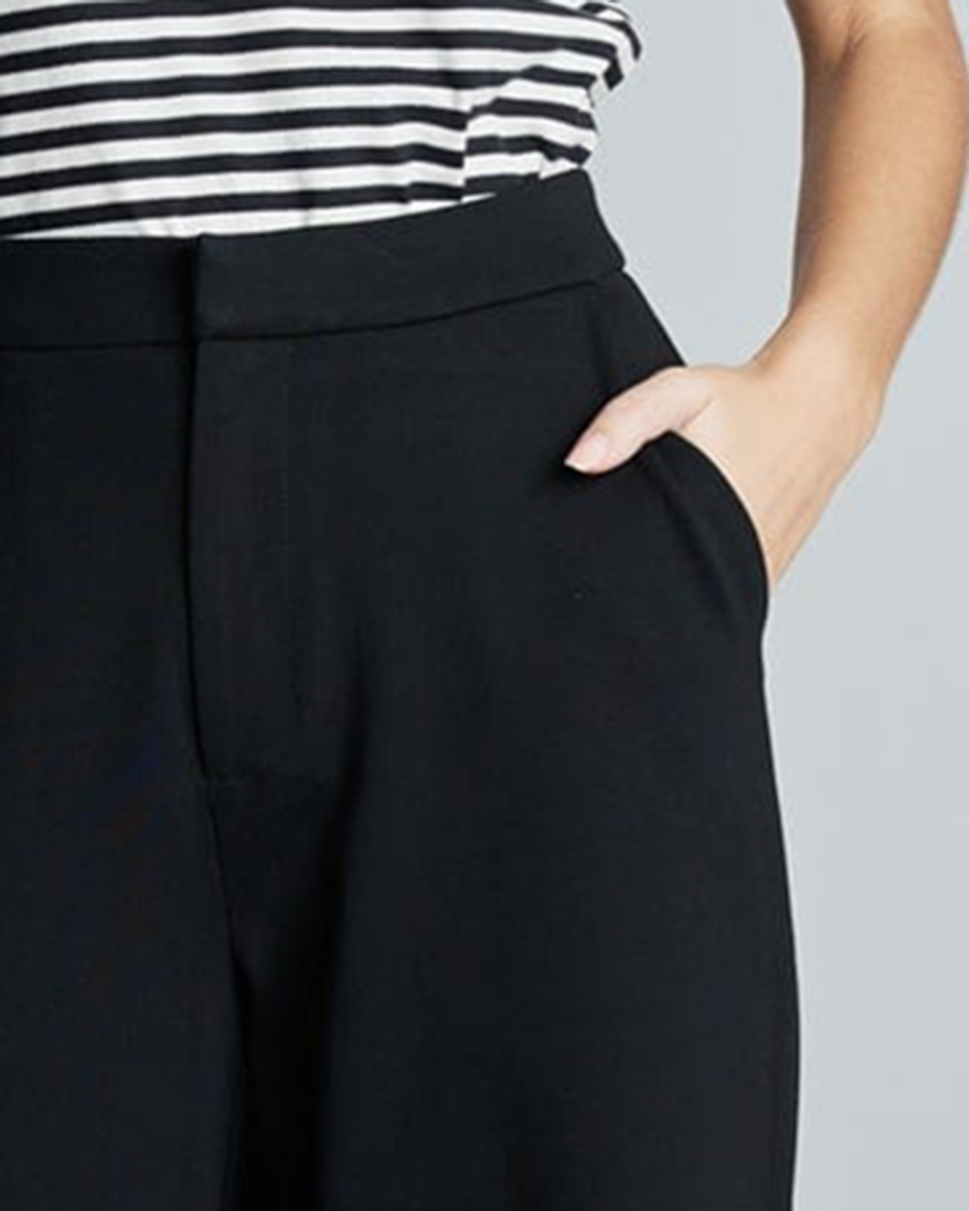 Black High Rise Wide Leg Office Pant