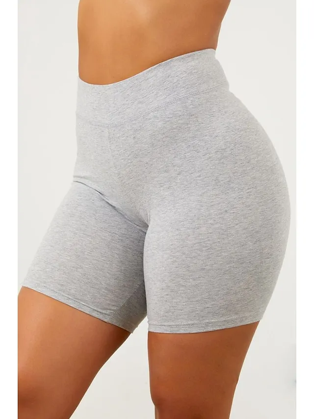 Women's Shorts Leggings Biker Shorts Short Stretchy Mid Waist Workout Daily Weekend Black White S M Spring & Summer