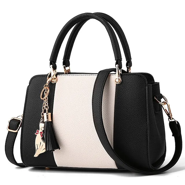Women's Handbag Crossbody Bag Satchel Top Handle Bag PU Leather Daily Going out Color Block Light Pink Purple spell Black