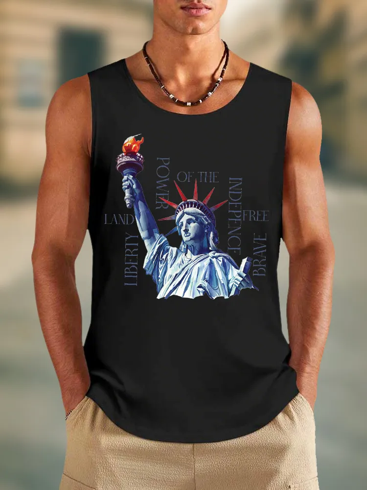 Men'S Power Of The Indepence Round-Necked Sleeveless Vest