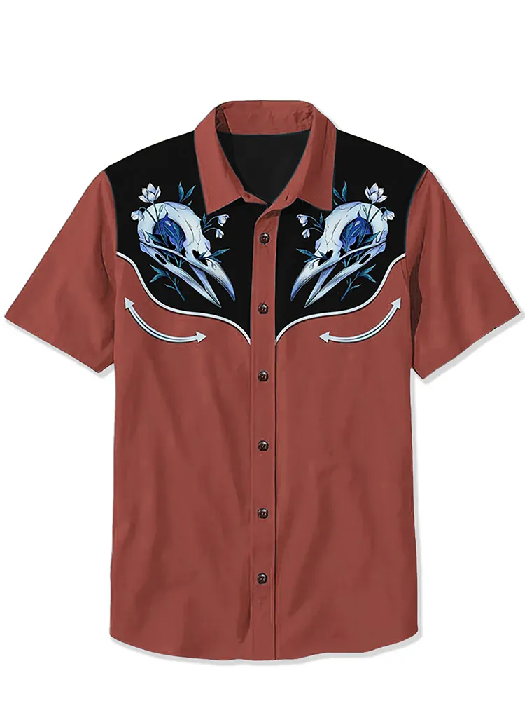 Crow Skull And Flower Shirt