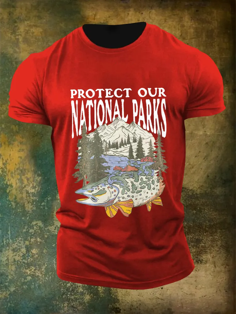 Men'S Protect Our National Parks Not Projects Round-Neck T-Shirt