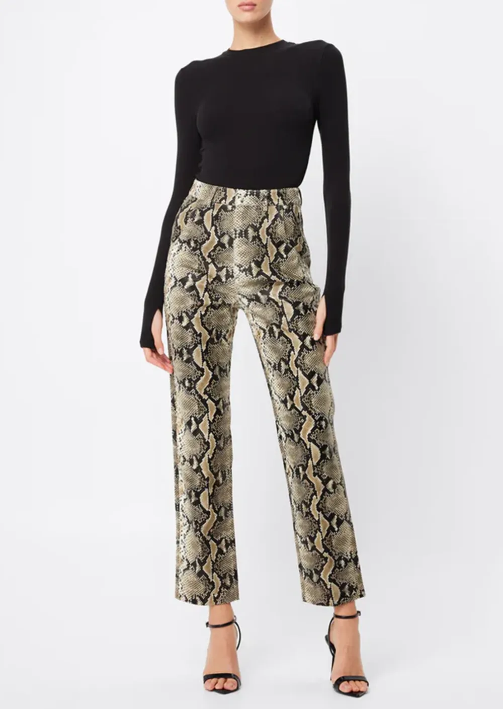 Snake Print High Waist Trousers