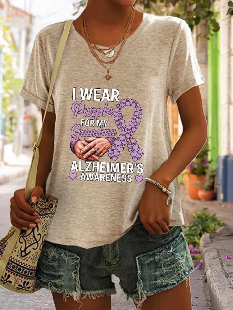 Women'S I Wear Purple For My Grandma Alzheimer'S Awareness Short-Sleeved T-Shirt