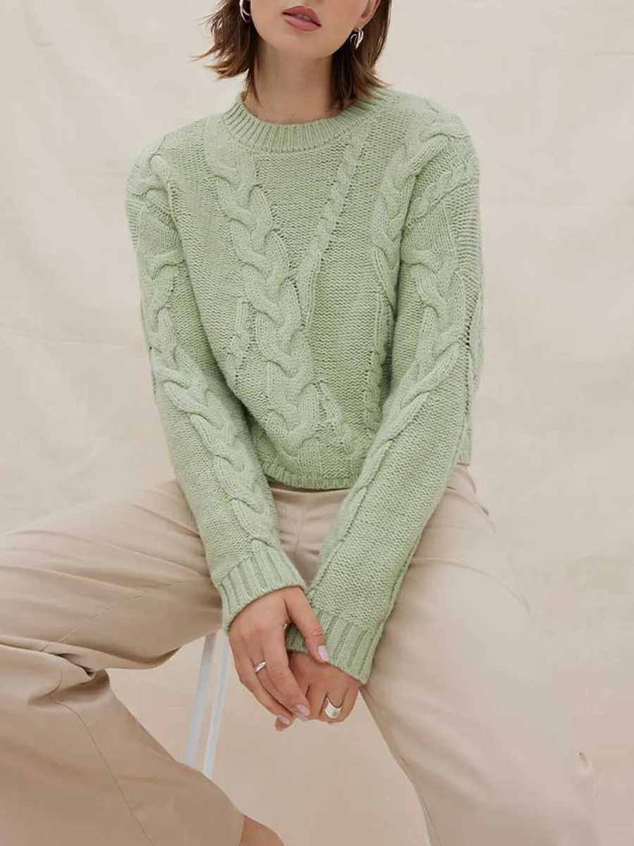 Linked Cable Pattern Knit Sweater