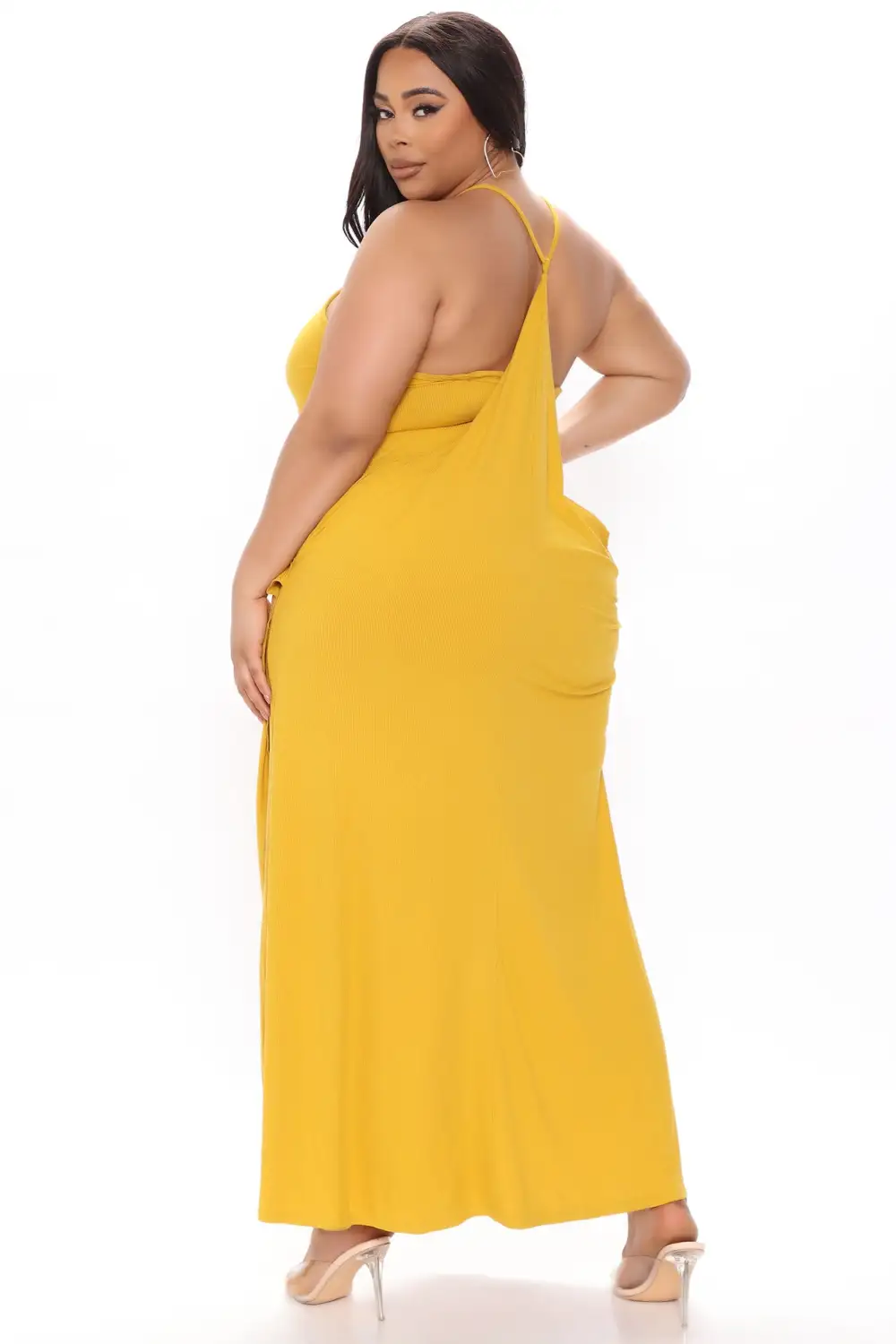 Come This Way Ribbed Maxi Dress - Mustard