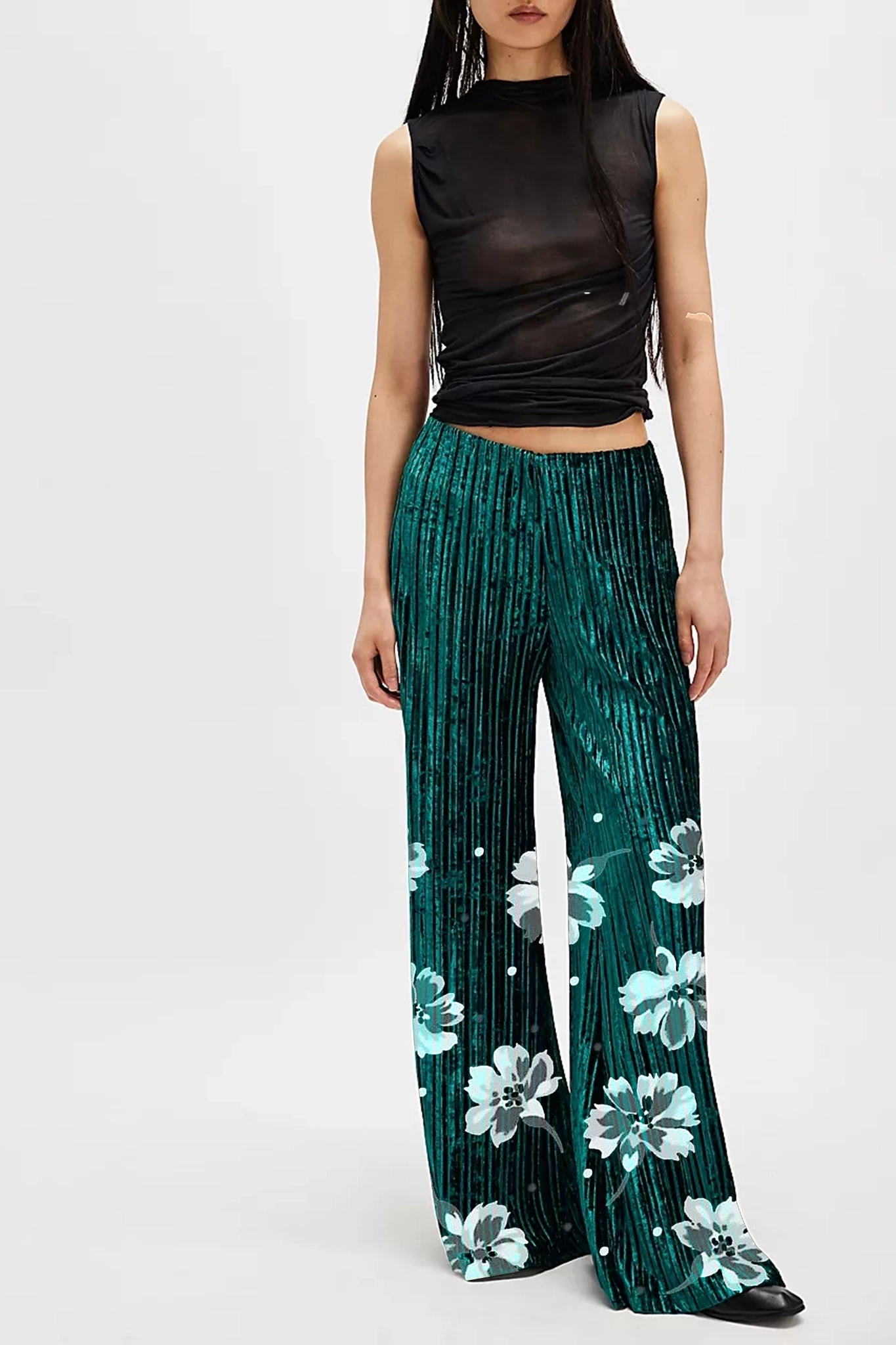 Pleated Wide Leg Pants