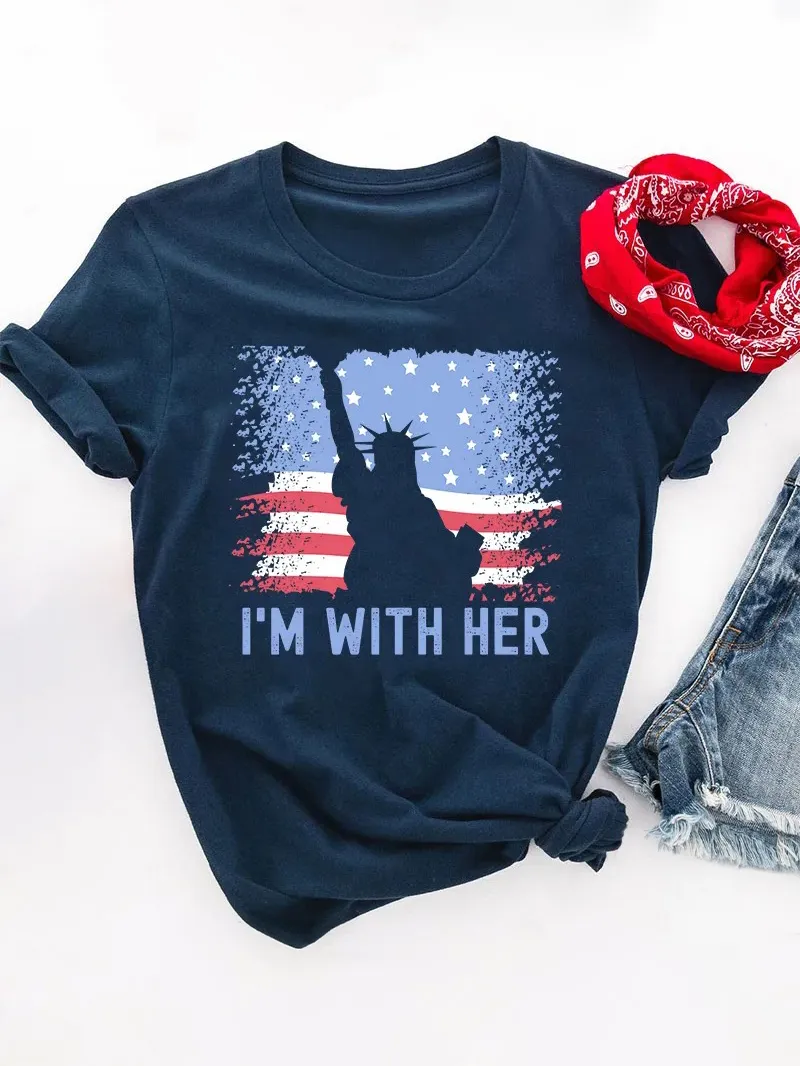 America Flag I'M With Her Teacher T-Shirt