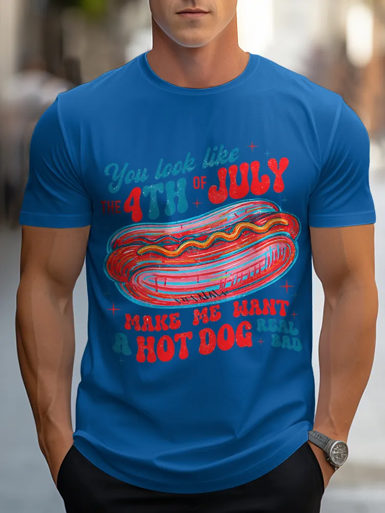 Man'S You Look Like The 4Th Of July Round-Neck Short-Sleeved T-Shirt