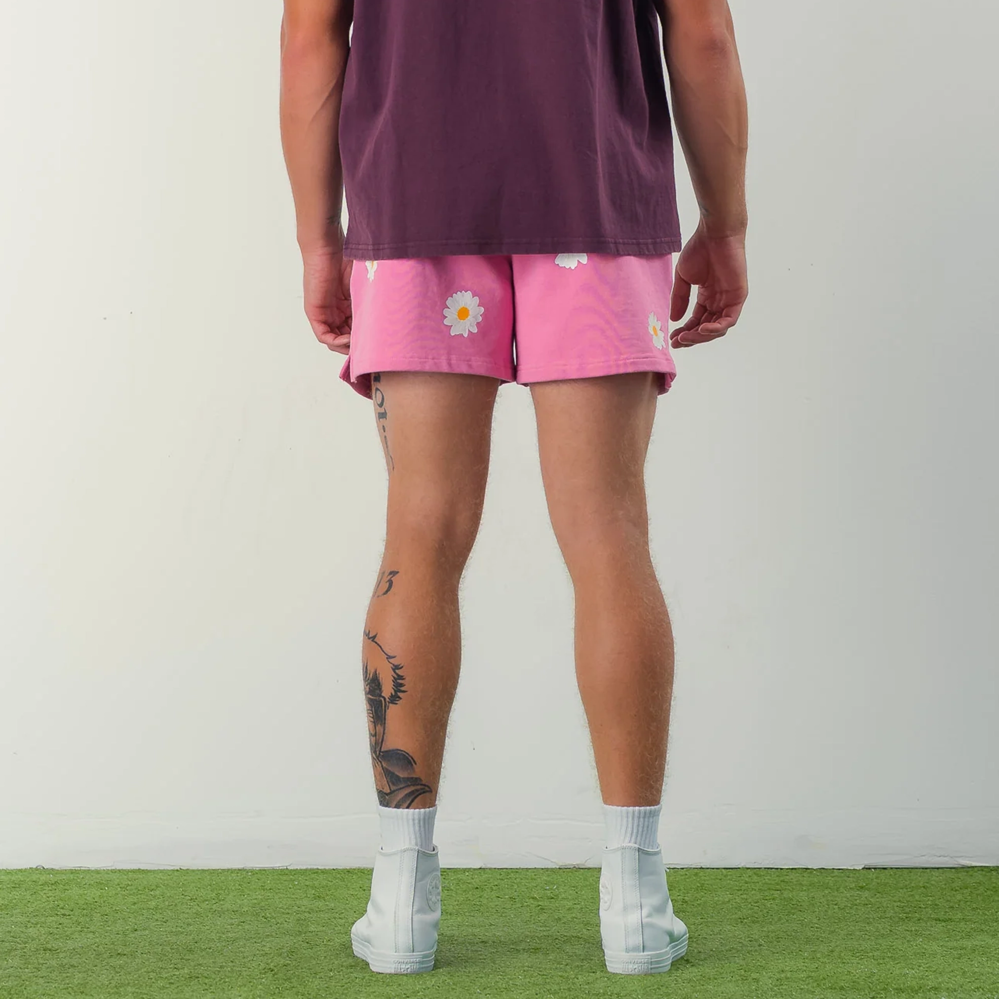 COTTON SHORTS (MID THIGH CUT) DAISY - PINK