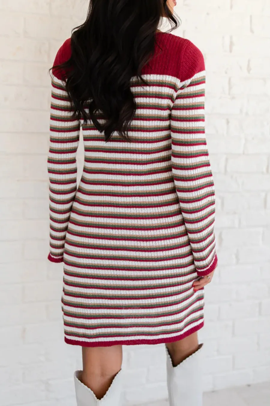 Multi Striped Knit Sweater Dress