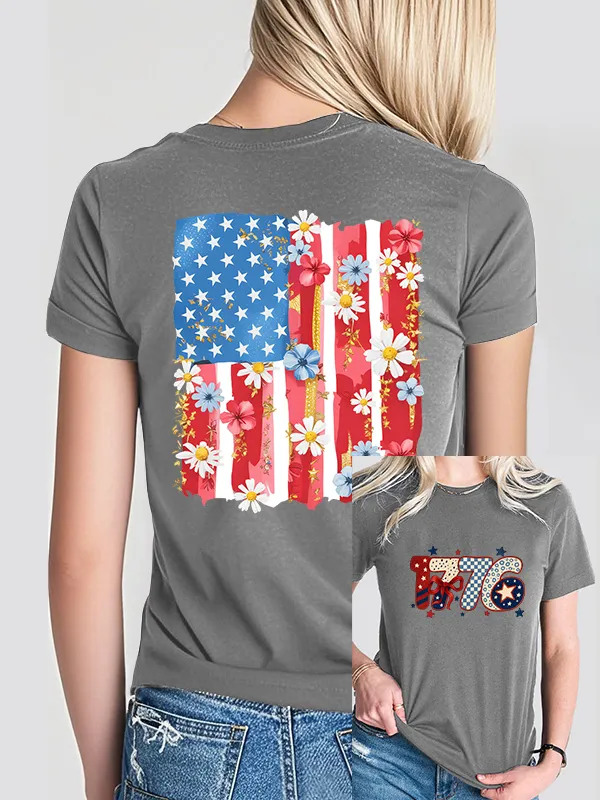 Woman'S 1776 Independence Day Print Short-Sleeved T-Shirt