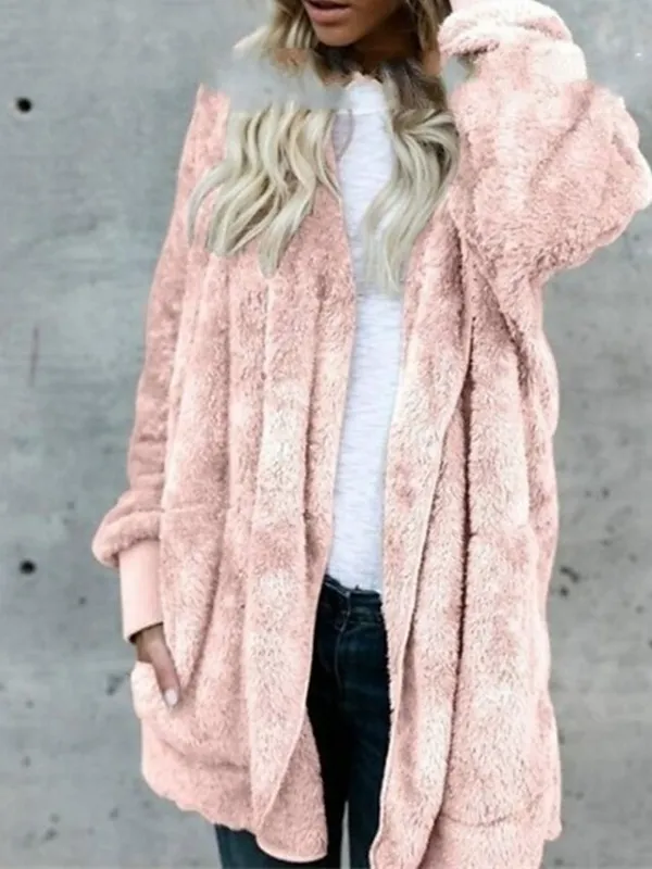 Women's Sherpa Jacket Fleece Teddy Coat Windproof Warm Maillard Home Daily Wear Vacation Going out Pocket Cardigan Hoodie Ordinary Modern Plush Solid Color Regular Fit Outerwear Long Sleeve