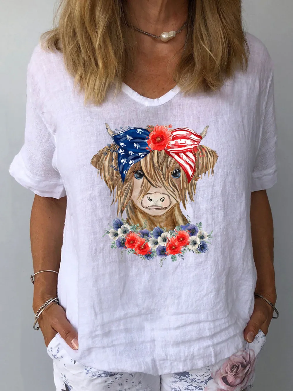 Women's Independence Day Highland Cattle Shirt