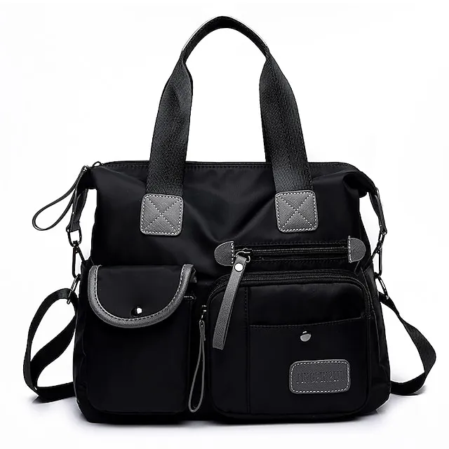 Women's Nylon PU Leather Office & Career Zipper Black Red Blue