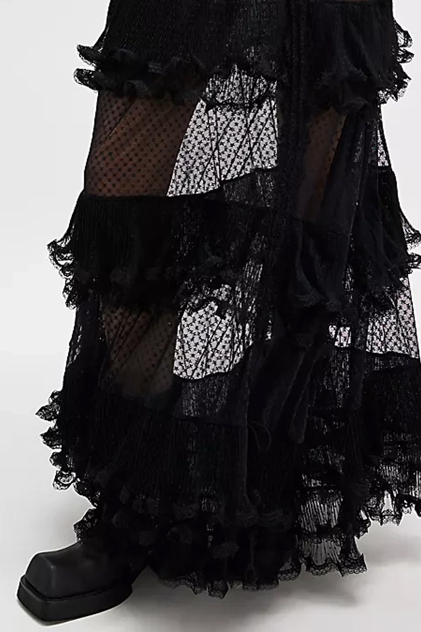 Sheer Ruffled Maxi Skirt
