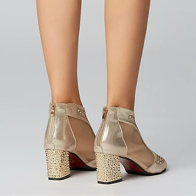 Women's Sandals Block Heel Sandals Sandals Boots Summer Boots Sparkly Sandals Party Outdoor Daily Summer Rhinestone Block Heel Chunky Heel Peep Toe Vintage Elegant Casual Walking Shoes Faux Leather