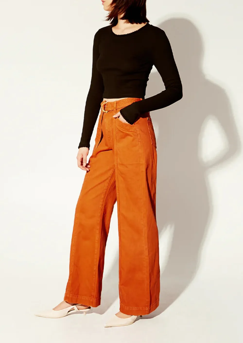 Black Cropped Long Sleeve Top