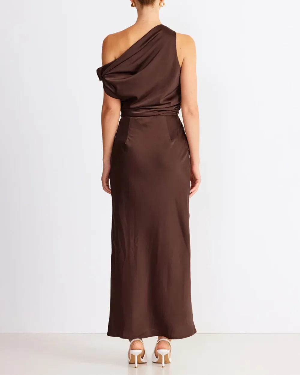 Off-shoulder Satin Maxi Dress