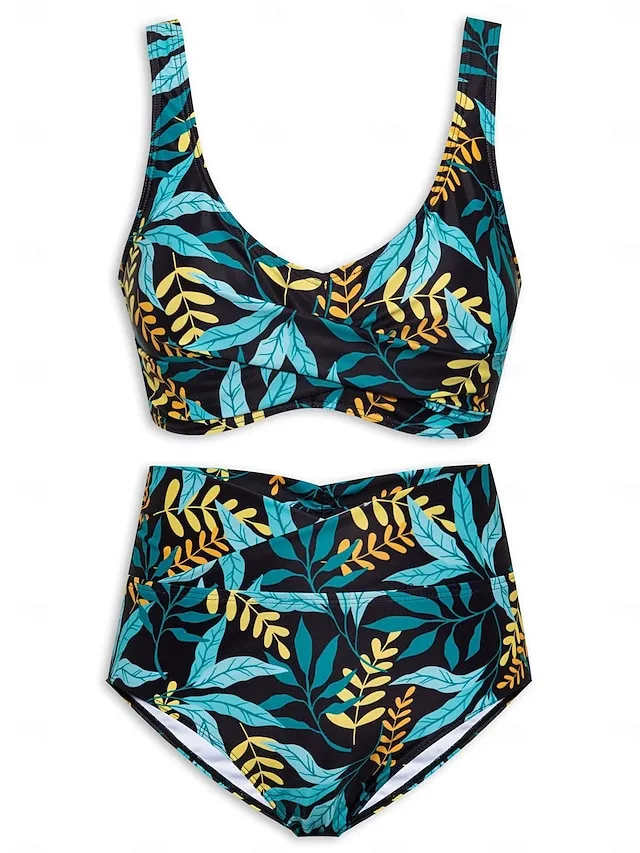 Floral Print Smocked Bikini Swimsuit