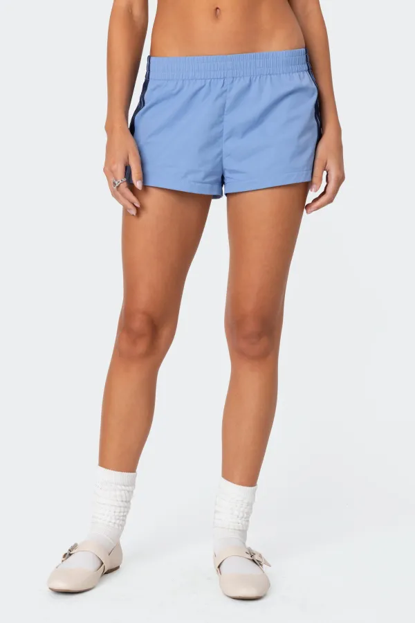 Nylon Striped Casual Shorts